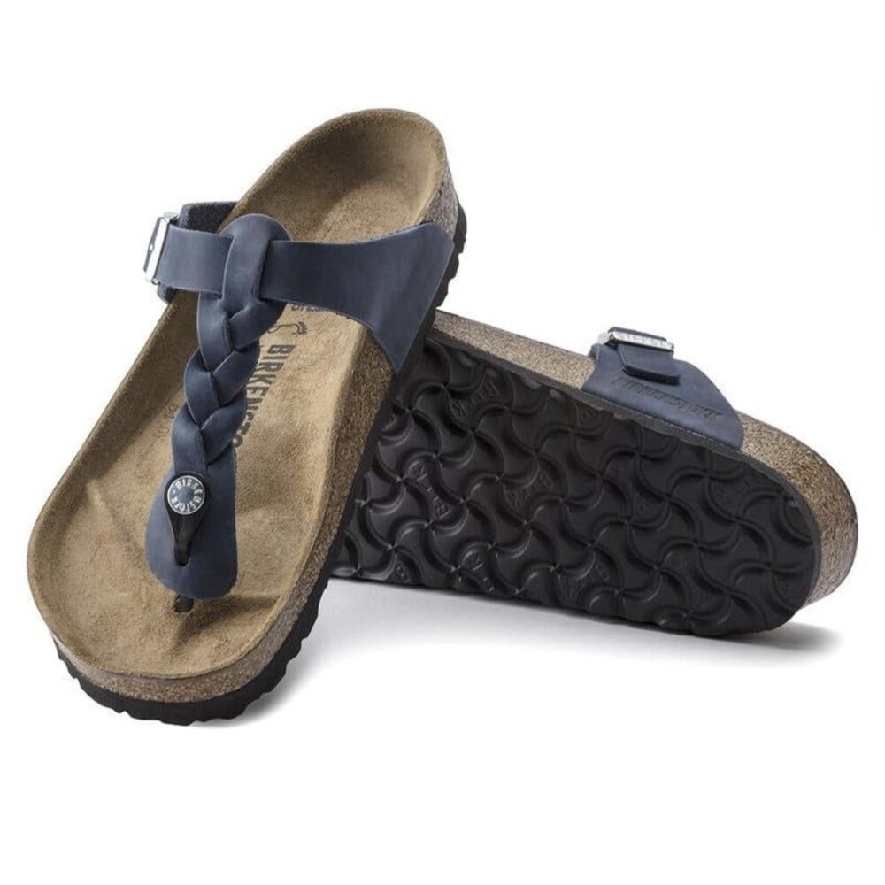 Birkenstock Women's Gizeh Braided Leather Thong Sandal Navy size 9 women’s